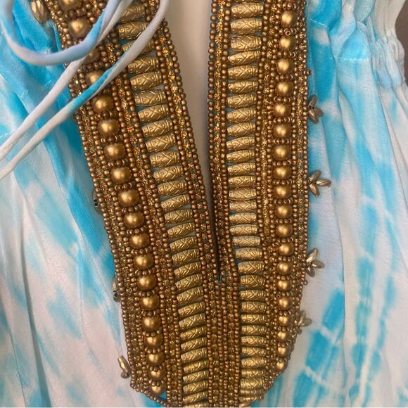 Blue and White Women's Kaftan - Picture 7 of 15